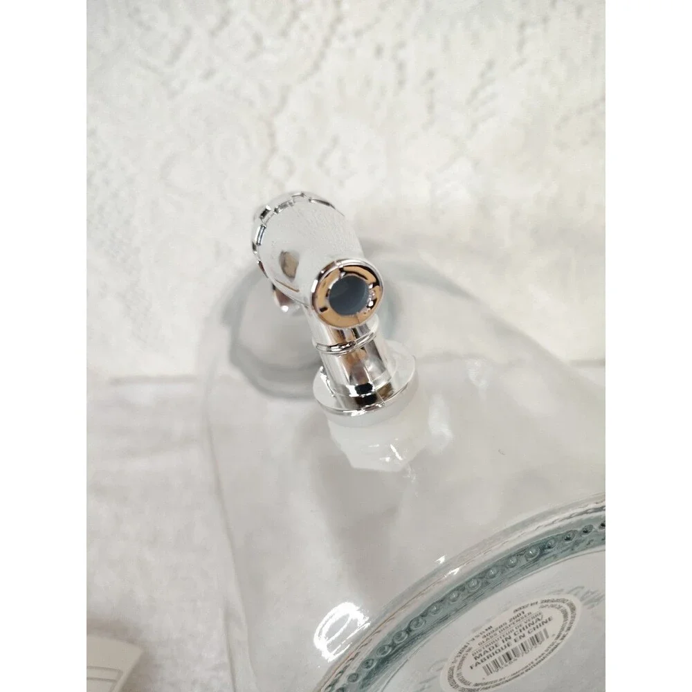 Glass Beverage Dispenser Jar Clear Round  Metal Lid Spigot 1 Gallon